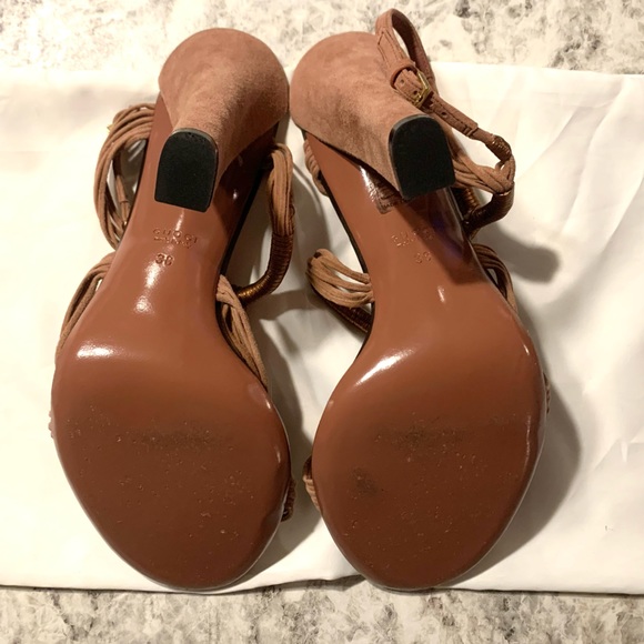 LAST CALL Gucci Anita Metallic & Suede Sandals in Dessert Rose - Picture 4 of 8